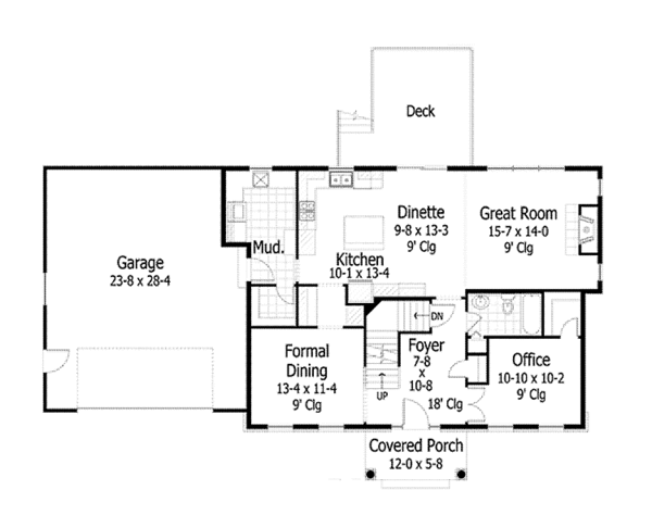 House Blueprint - Colonial Floor Plan - Main Floor Plan #51-1090