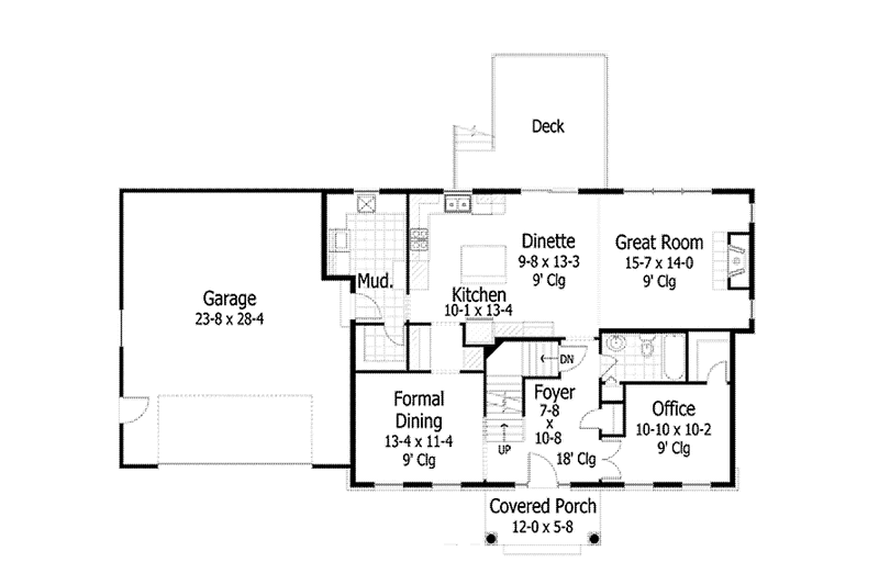 House Blueprint - Floor Plan - Main Floor for Colonial House Plan #51-1090 - 4 bed, 3 bath