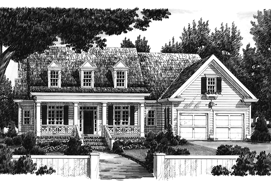 Exterior - Front Elevation 3 for Classical House Plan #927-767 - 3 bed, 2.5 bath