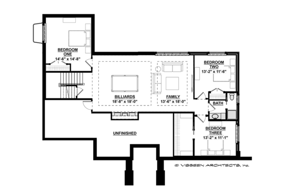 Floor Plan - Lower Floor for Prairie House Plan #928-279 - 5 bed, 3 bath
