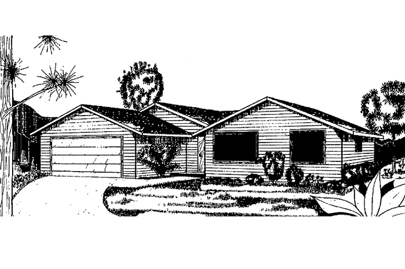Dream House Plan - Exterior - Front Elevation 3 for Contemporary House Plan #60-768 - 3 bed, 2 bath