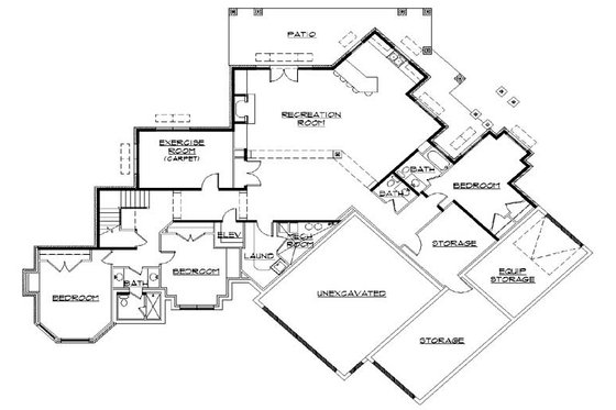 Floor Plan - Lower Floor for European House Plan #5-333 - 5 bed, 5 bath