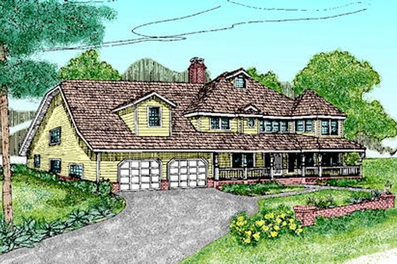Country Style House Plan - 4 Beds 5 Baths 3501 Sq/Ft Plan #60-240