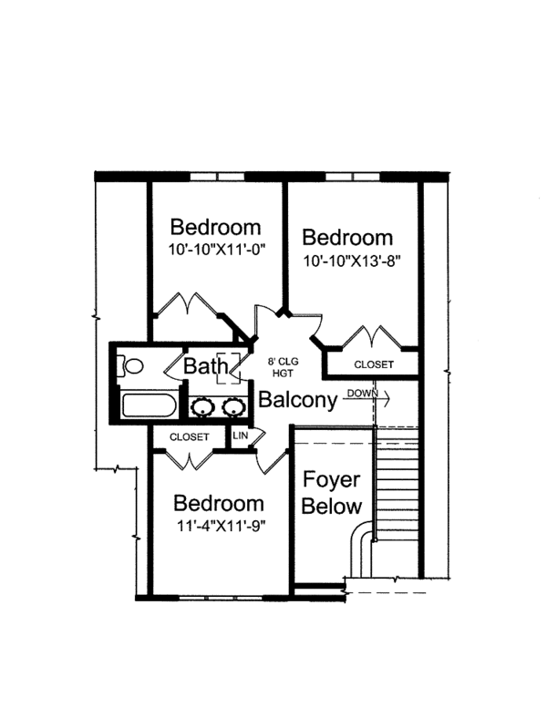Architectural House Design - Traditional Floor Plan - Upper Floor Plan #46-824
