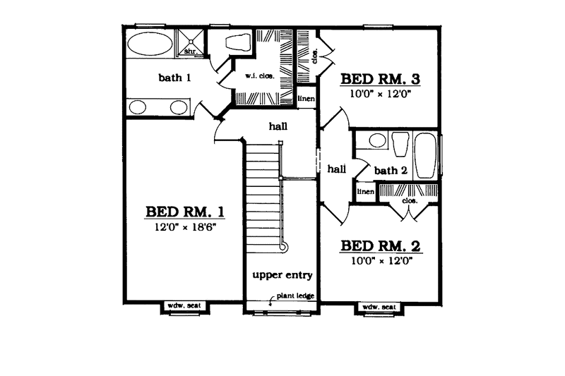 Dream House Plan - Floor Plan - Upper Floor for Country House Plan #42-688 - 3 bed, 2.5 bath