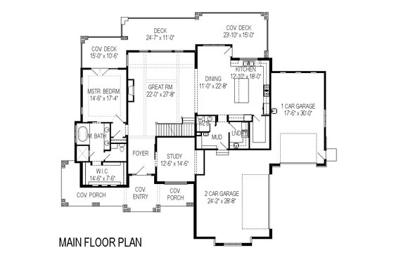 Floor Plan - Main Floor for Craftsman House Plan #920-29 - 5 bed, 3.5 bath