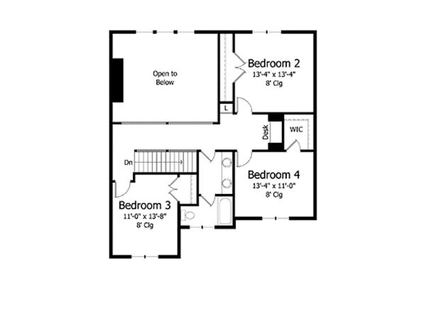 House Design - Colonial Floor Plan - Upper Floor Plan #51-1019