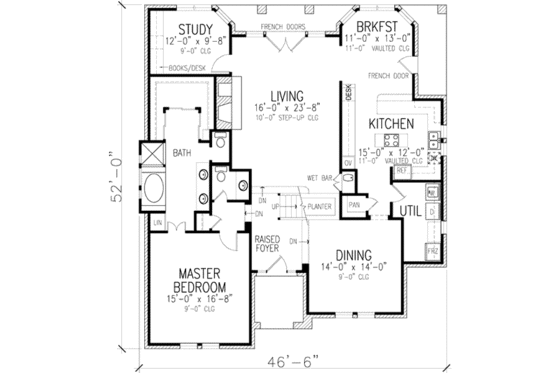Floor Plan - Main Floor for European House Plan #410-404 - 4 bed, 3.5 bath