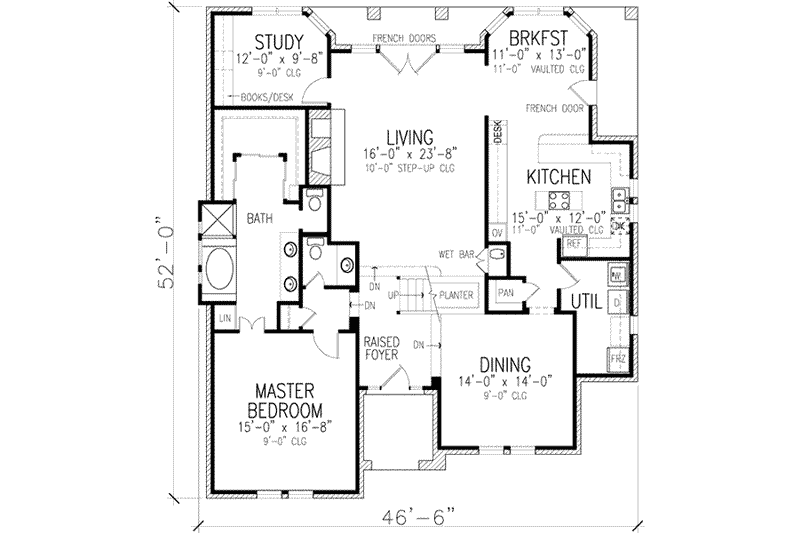 Home Plan - Floor Plan - Main Floor for European House Plan #410-404 - 4 bed, 3.5 bath