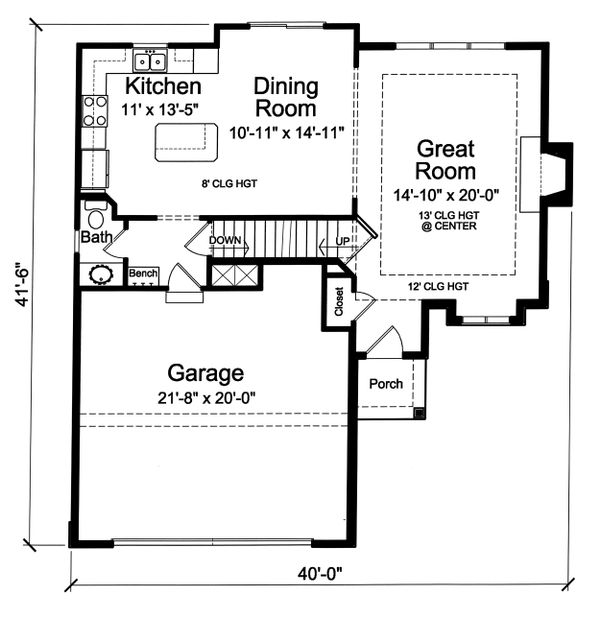 House Design - Cottage Floor Plan - Main Floor Plan #46-885