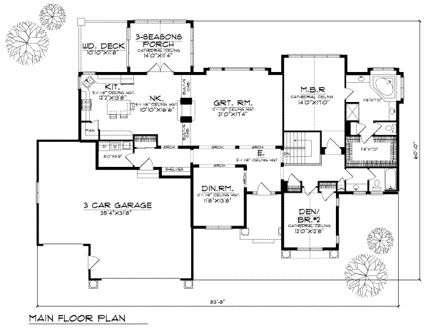 Home Plan - Traditional Floor Plan - Main Floor Plan #70-356