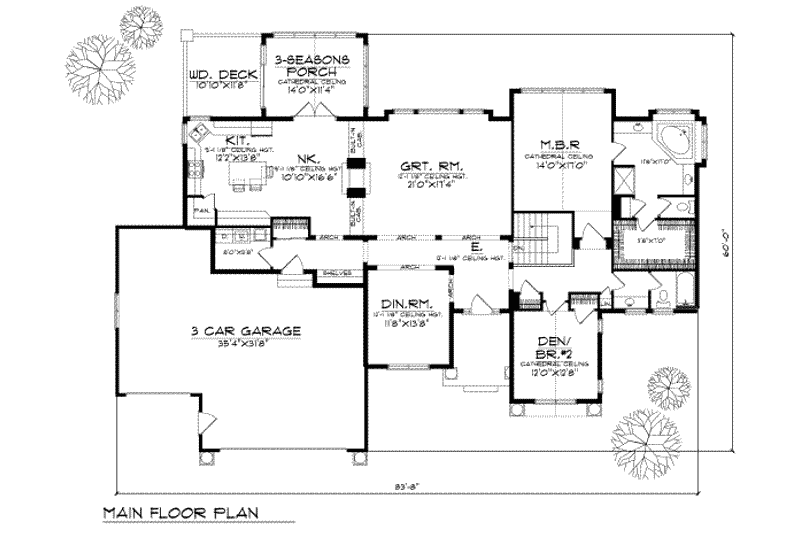 Home Plan - Floor Plan - Main Floor for Traditional House Plan #70-356 - 2 bed, 2 bath