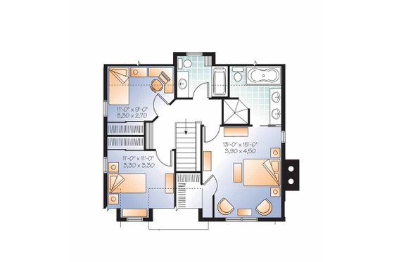 Floor Plan - Upper Floor for Country House Plan #23-2502 - 3 bed, 2.5 bath