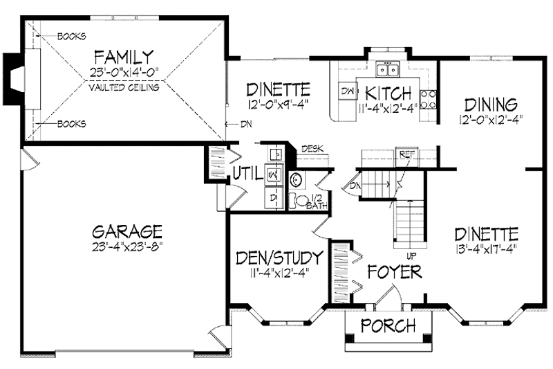 Architectural House Design - Floor Plan - Main Floor for Colonial House Plan #51-905 - 4 bed, 2.5 bath