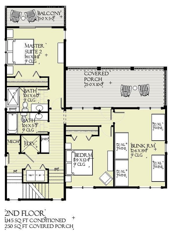 House Blueprint - Beach Floor Plan - Upper Floor Plan #901-152