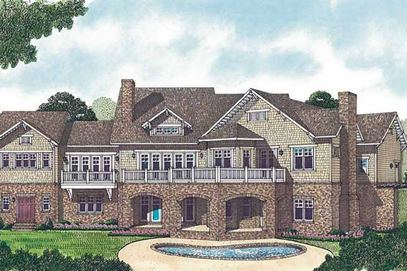 House Blueprint - Exterior - Rear Elevation for Craftsman House Plan #453-458 - 4 bed, 5.5 bath