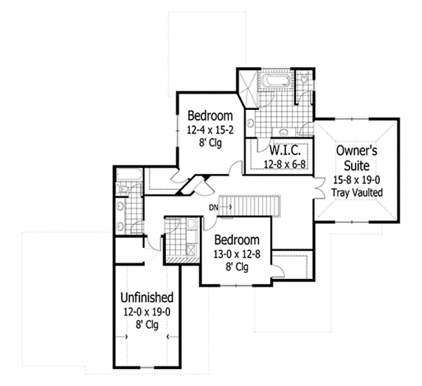 Architectural House Design - European Floor Plan - Upper Floor Plan #51-1128