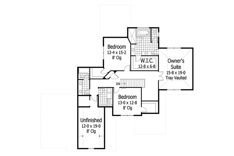 Home Plan - Floor Plan - Upper Floor for European House Plan #51-1128 - 3 bed, 2.5 bath