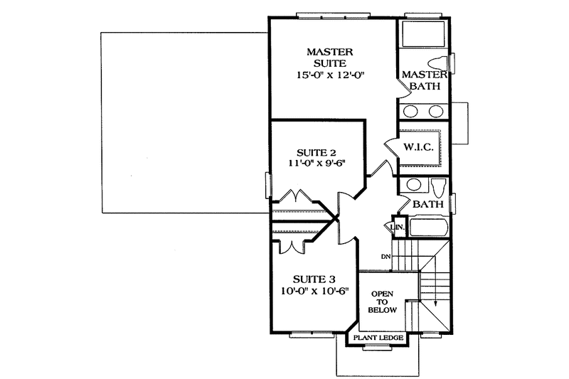 Dream House Plan - Floor Plan - Upper Floor for Bungalow House Plan #453-200 - 3 bed, 2.5 bath