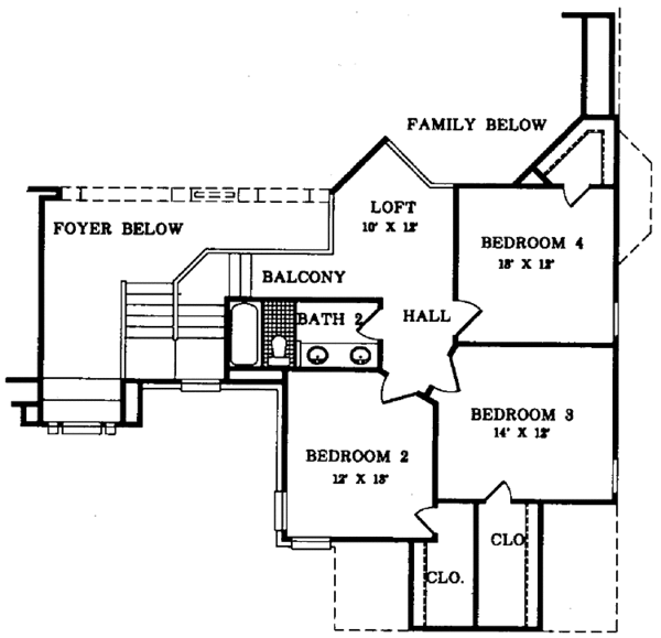 House Design - Traditional Floor Plan - Upper Floor Plan #952-14