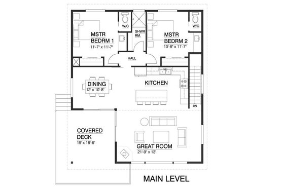 Floor Plan - Main Floor for Contemporary House Plan #519-1 - 4 bed, 2.5 bath