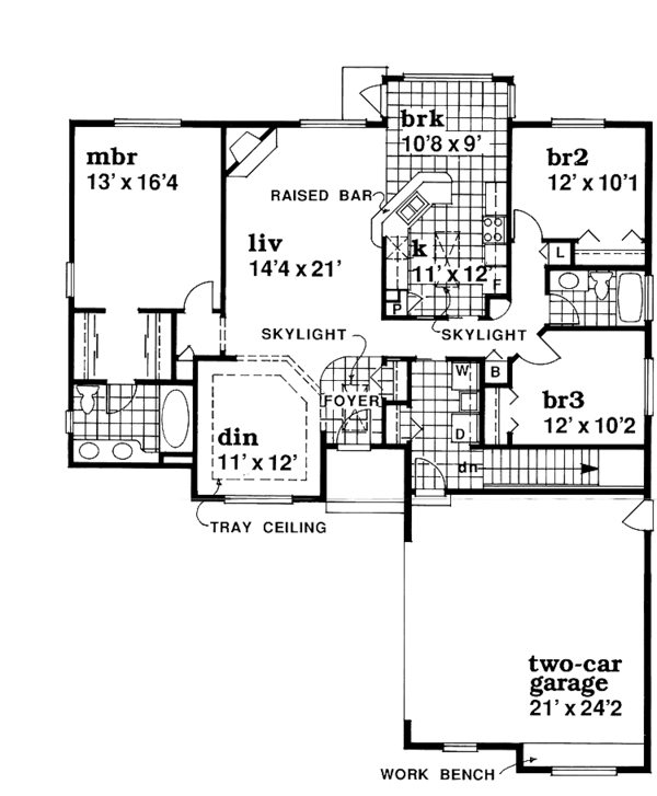 House Design - Ranch Floor Plan - Main Floor Plan #47-1007