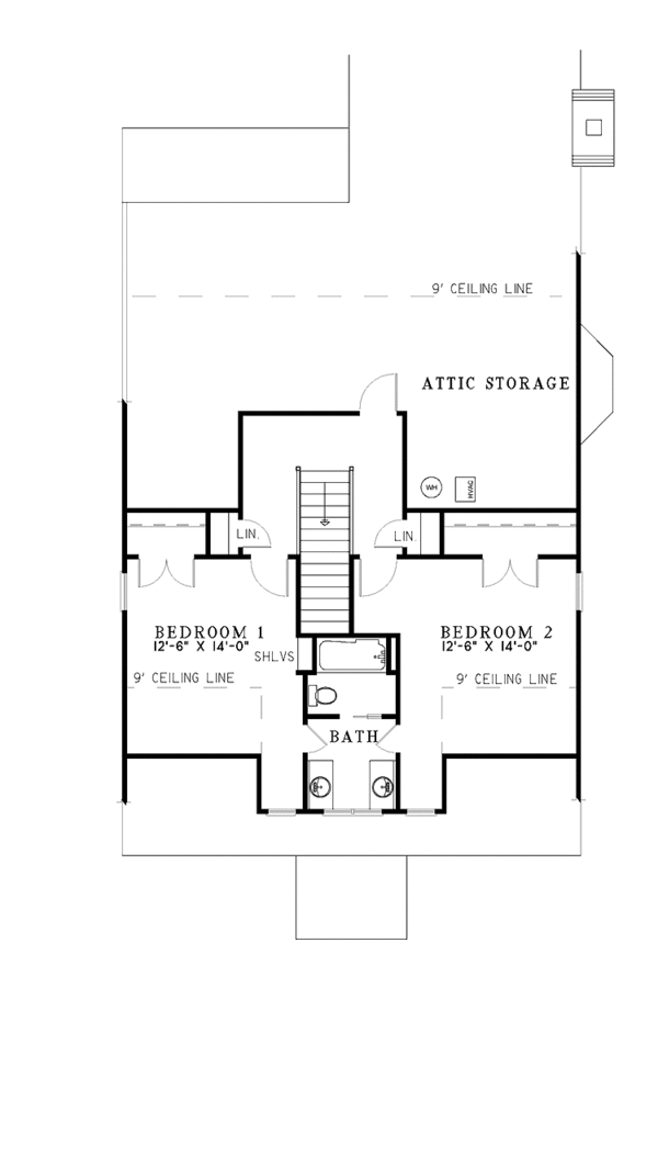 Colonial Floor Plan - Upper Floor Plan #17-2631