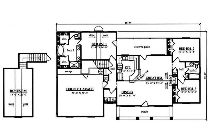 Dream House Plan - Floor Plan - Main Floor for Country House Plan #42-676 - 3 bed, 2 bath