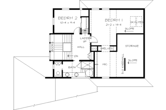 Floor Plan - Upper Floor for Contemporary House Plan #454-3 - 3 bed, 2.5 bath