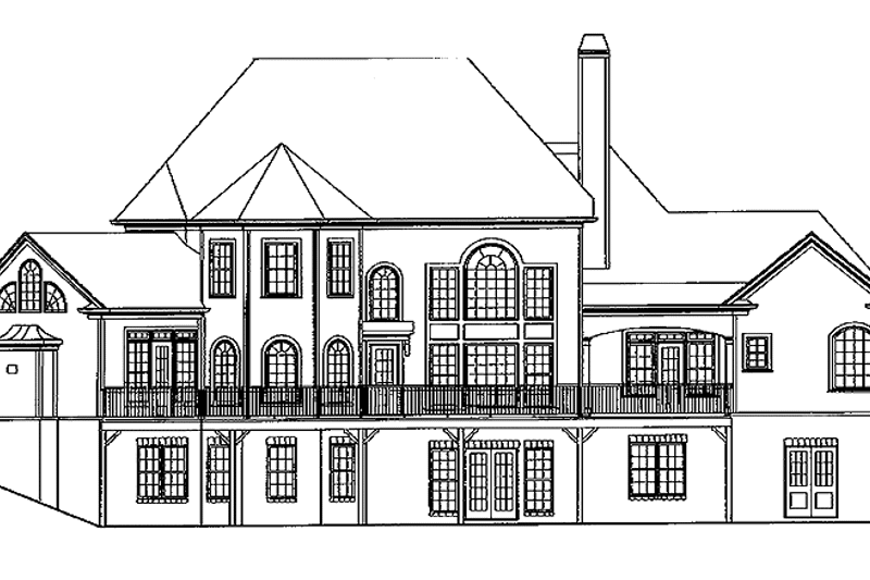 Home Plan - Exterior - Rear Elevation for European House Plan #54-278 - 4 bed, 4.5 bath