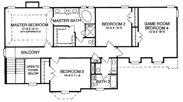 Home Plan - Colonial Floor Plan - Upper Floor Plan #952-114
