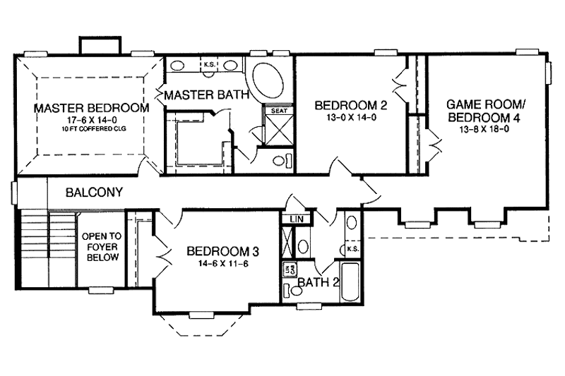 Dream House Plan - Floor Plan - Upper Floor for Colonial House Plan #952-114 - 4 bed, 2.5 bath