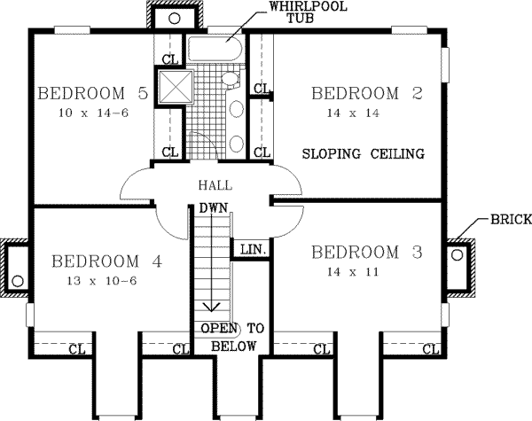 Southern Style House Plan - 5 Beds 2.5 Baths 2473 Sq/Ft Plan #3-105 ...