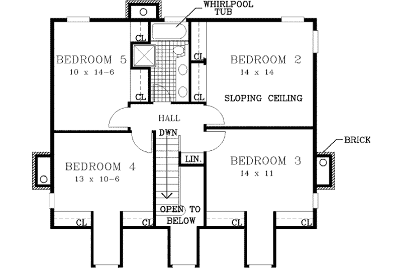 Home Plan - Floor Plan - Upper Floor for Farmhouse House Plan #3-105 - 5 bed, 2.5 bath
