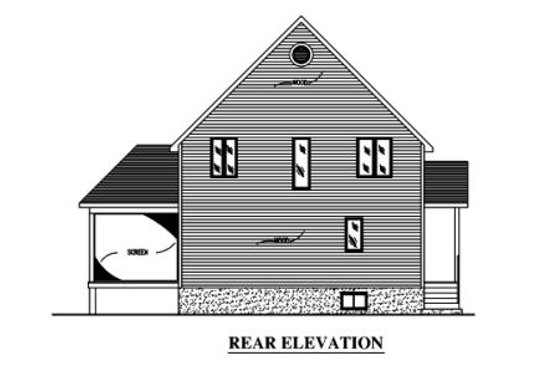 Exterior - Rear Elevation for Traditional House Plan #138-309 - 3 bed, 1.5 bath