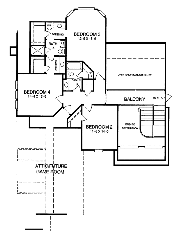 Architectural House Design - Mediterranean Floor Plan - Upper Floor Plan #952-96
