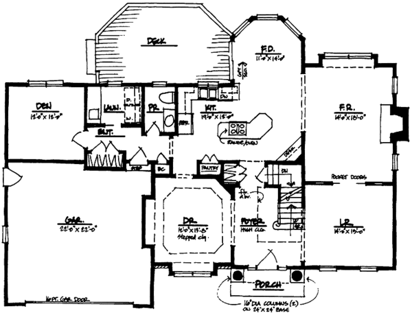 House Blueprint - Colonial Floor Plan - Main Floor Plan #328-211