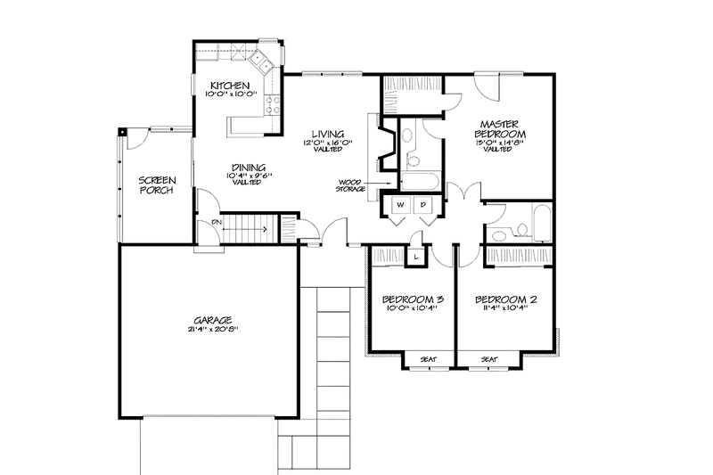 Home Plan - Floor Plan - Main Floor for Ranch House Plan #320-954 - 3 bed, 2 bath