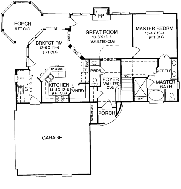 Architectural House Design - Tudor Floor Plan - Main Floor Plan #952-156