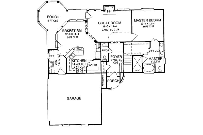 Dream House Plan - Floor Plan - Main Floor for Tudor House Plan #952-156 - 2 bed, 2.5 bath