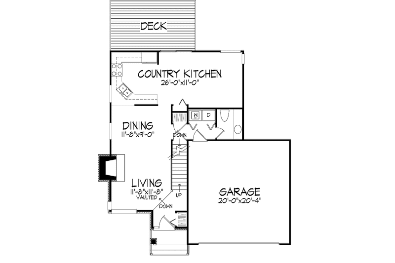Home Plan - Floor Plan - Main Floor for Contemporary House Plan #320-700 - 3 bed, 1.5 bath