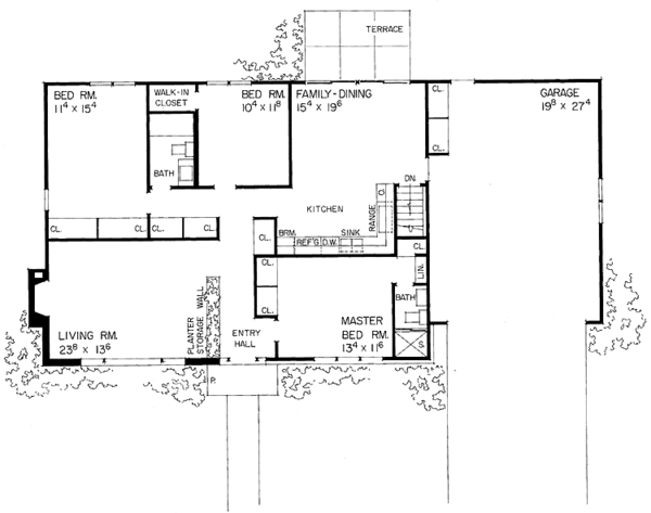 House Blueprint - Ranch Floor Plan - Main Floor Plan #72-489