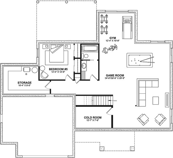House Blueprint - Ranch Floor Plan - Lower Floor Plan #23-2859
