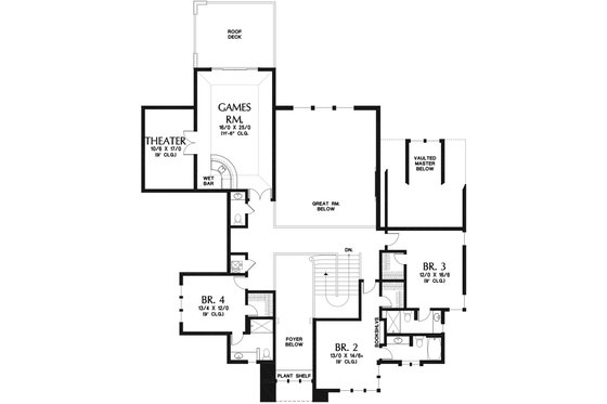 Floor Plan - Upper Floor for Craftsman House Plan #48-973 - 4 bed, 4.5 bath