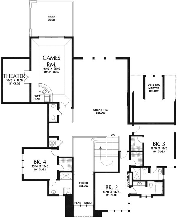 House Blueprint - Craftsman Floor Plan - Upper Floor Plan #48-973