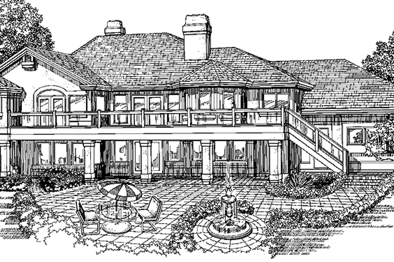 Home Plan - Exterior - Rear Elevation for Mediterranean House Plan #47-869 - 3 bed, 2.5 bath