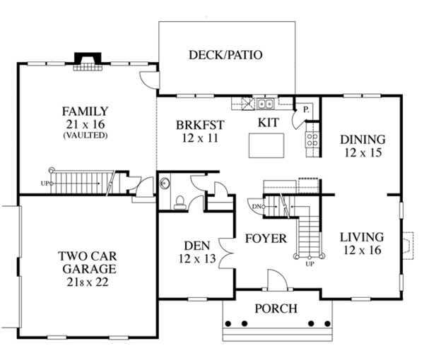 House Design - Colonial Floor Plan - Main Floor Plan #1053-48