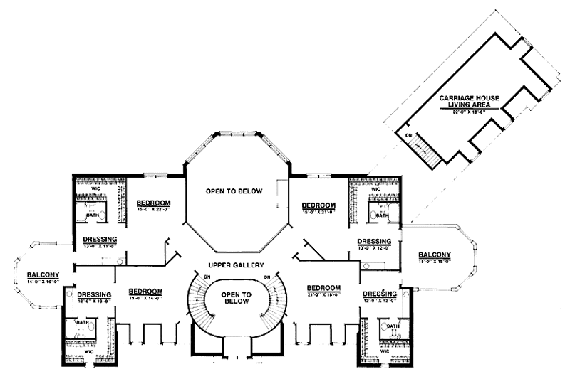 House Design - Floor Plan - Upper Floor for European House Plan #1016-59 - 5 bed, 6.5 bath