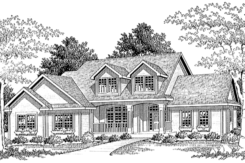 Architectural House Design - Country Exterior - Front Elevation Plan #70-1305