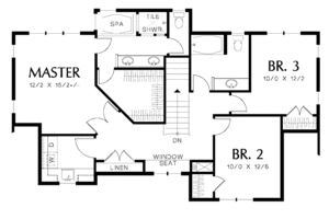 Floor Plan - Upper Floor for Tudor House Plan #48-871 - 3 bed, 2.5 bath